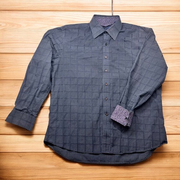 David Smith Australia Long Sleeve Checkered Shirt Mens L With Floral Accents - Picture 1 of 11